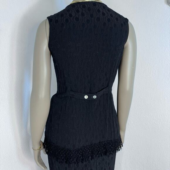 Vintage 90s Whimsigoth Fringe Two Piece Set Black Dark Boho Romantic Embroidered - Picture 5 of 9